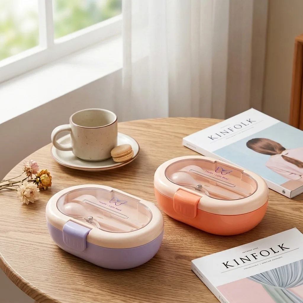 Meal Prep Or Prep Meal - Plastic Bento Box with Cutlery Leakproof