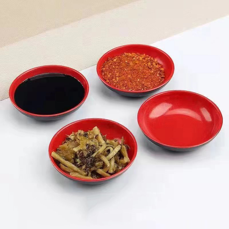 3Pcs Red And Black Round Melam - Sauce Dipping Cup ulasan dan harga